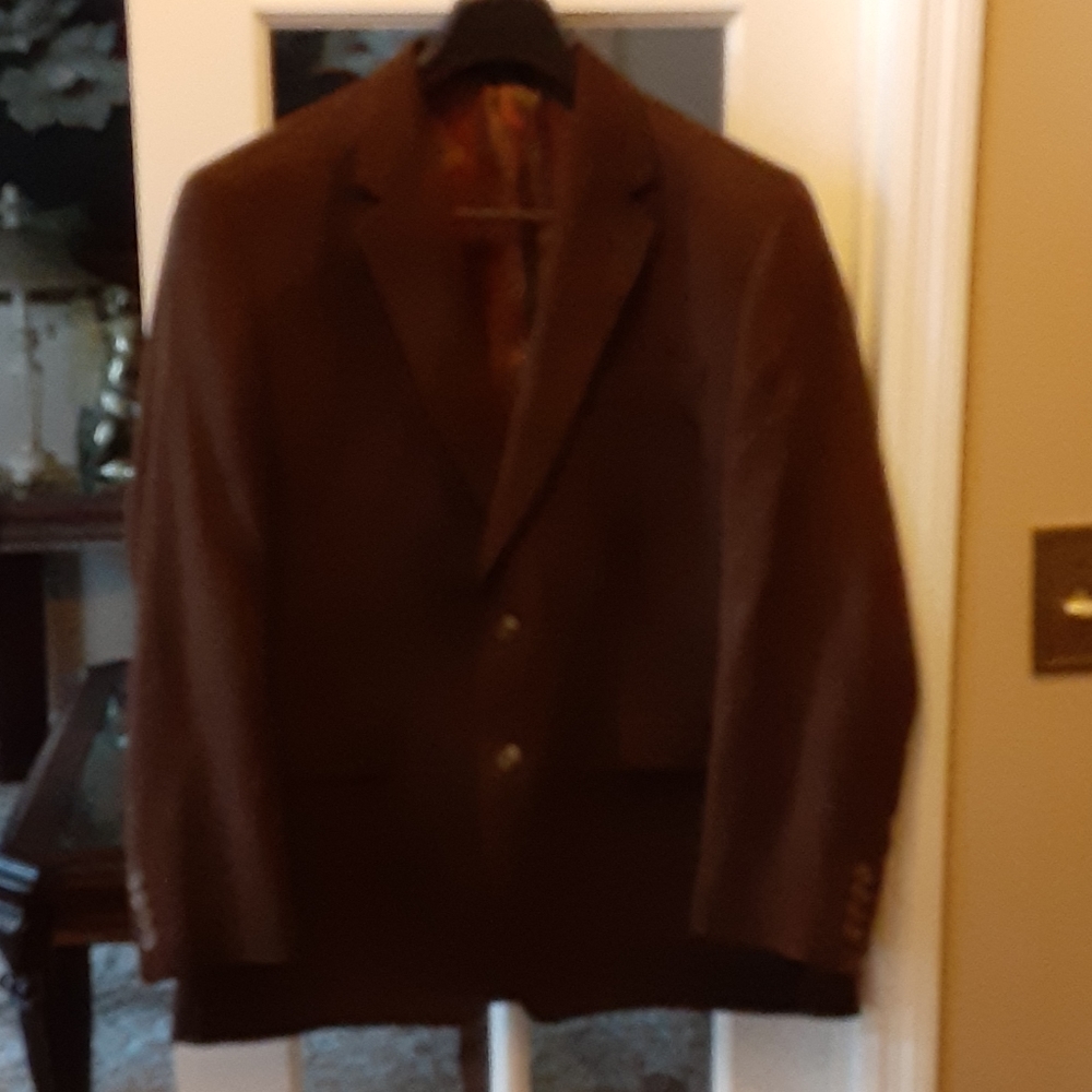 Lauren Ralph Lauren brown faux suede jacket fully lined paisley size 44R…EUC